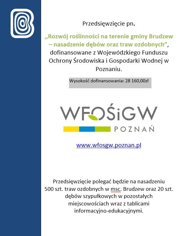 ,,Rozwój roślinności na terenie gminy Brudzew – nasadzenie dębów oraz traw ozdobnych”