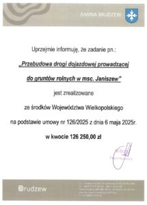 Informacja dot. przebudowy drogi